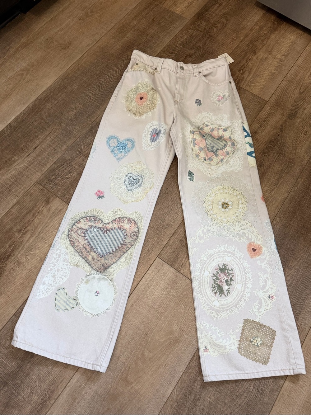 Women’s free people Patchwork Heart Wide-Leg Jeans